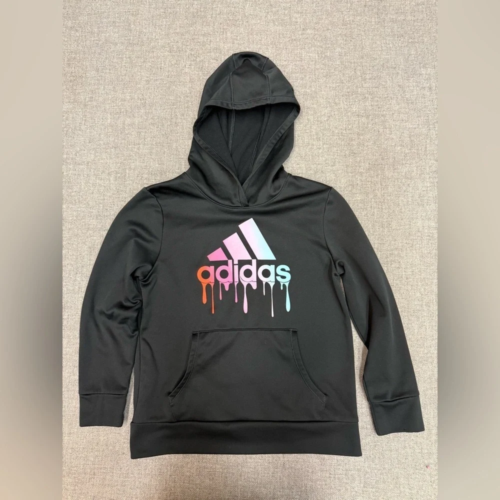 adidas Black Hoodie with Multicolor Logo